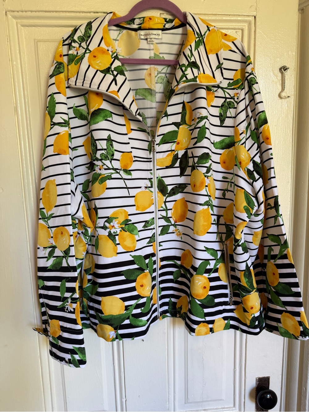 Lemon Stripe Zip-Front Jacket - Bright Yellow & Green size 3x nwot